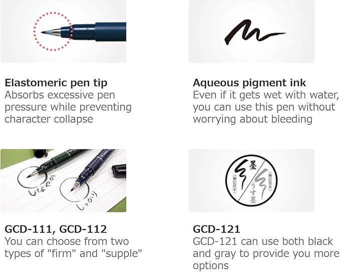 Tombow Fudenosuke Fude Brush Pen Soft (GCD-112) x5 Set, with Original Sticky Notes – Great for Calligraphy, Art Drawings, Illustration, Manga