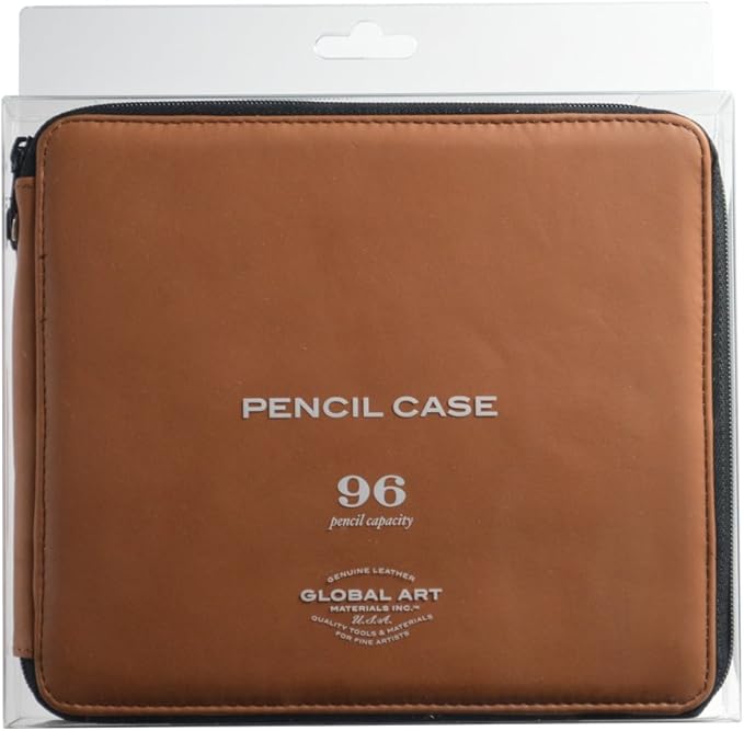 Speedball Art Products Genuine Leather Storage Case for Pencils, Markers, Pens and Art Supplies, Holds Up To 96 Standard Pencils, Antique Brown