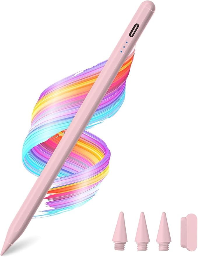 Stylus Pen for Apple iPad A16/11th 2025-2018 iPad Pencil A16/11/10/9/8/7/6,Air 11"/13" M3/M2/5th-3rd,Pro 13"/12.9"/11"/M5/M4,Mini A17 Pro/6/5th Stylus Palm Rejection Tilt Sensitivity Fast Charge-Pink