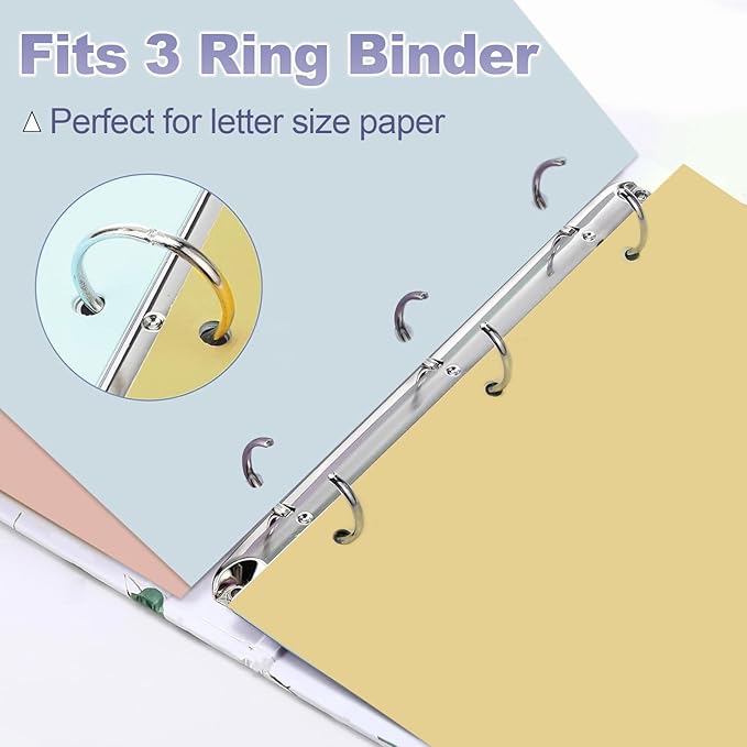 3 Ring Binder Dividers with TAB, Durable Plastic Write & Erase, Colored Binder Dividers, 8 Tab 3 Hole Punch Dividers for 8.5 x 11'' Letter Size Papers, Ideal for Student, Teacher, Morandi 3Sets