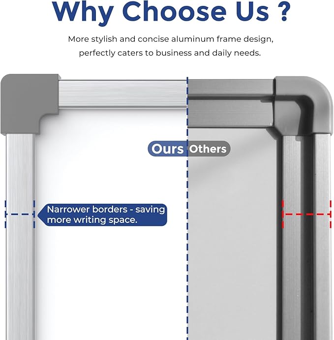 MaxGear Dry Erase Board for Wall, 36" x 24" Magnetic White Board, Double-Sided Large Whiteboard, Hanging for Planning Drawing Memo Teaching, School Home Office, Silver Aluminum Frame