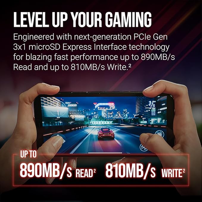PNY microSD Express 512GB UHS-I U3 V30 A1 microSDXC Flash Memory Card, up to 890 Read & up to 810 Write, Ideal for microSD Express Compatible Devices Like Nintendo Switch 2