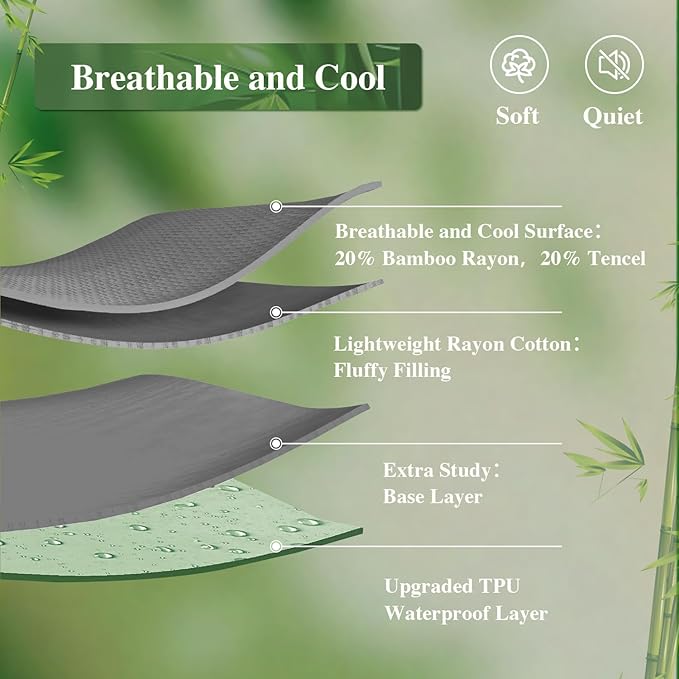 Twin XL Mattress Protector 2 Pack, Waterproof Mattress Pad Washable Rayon Mattress Cover Breathable Noiseless Bed Protector 3D Patterns 5" - 21'' Elastic Fitted Deep Pocket(Dark Grey)