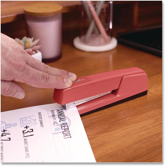 Swingline 747 Classic Full Strip Stapler, 20-Sheet Capacity, Lipstick Red