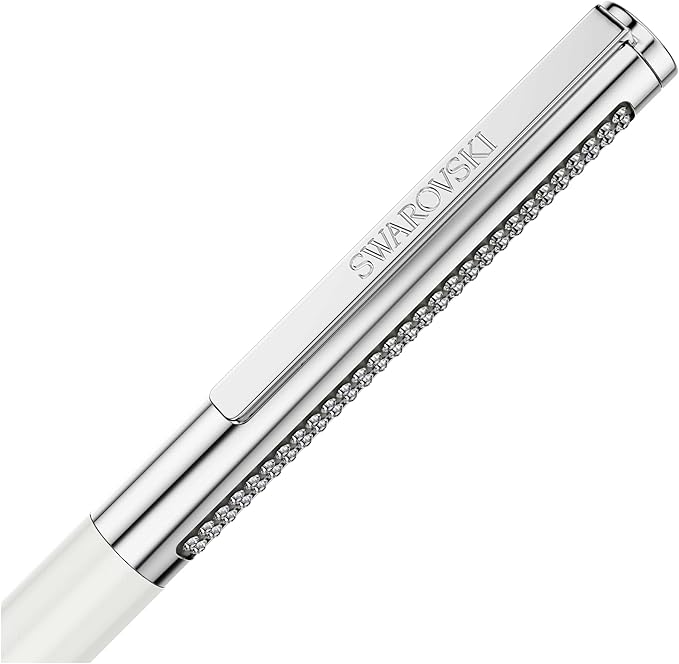 Swarovski Matrix Tennis ballpoint pen, White, Chrome plated