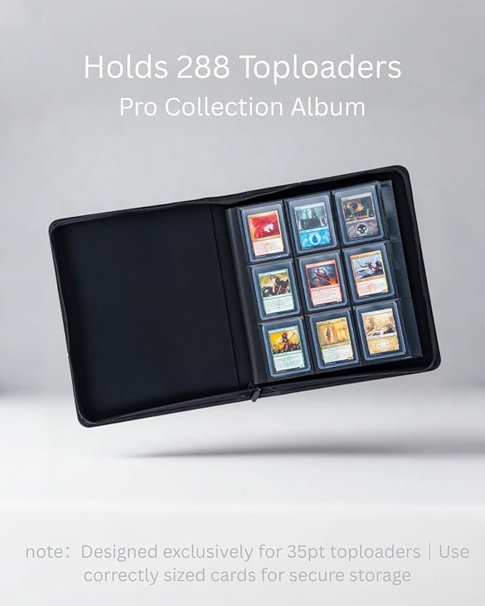 Top loader Binder - Holds 288+ Top Loaders for Cards, 9 Pocket Top Loader Binders with Sleeves for 3" x 4" Rigid Card Holders for Baseball, Football and other Sports Cards (Green)