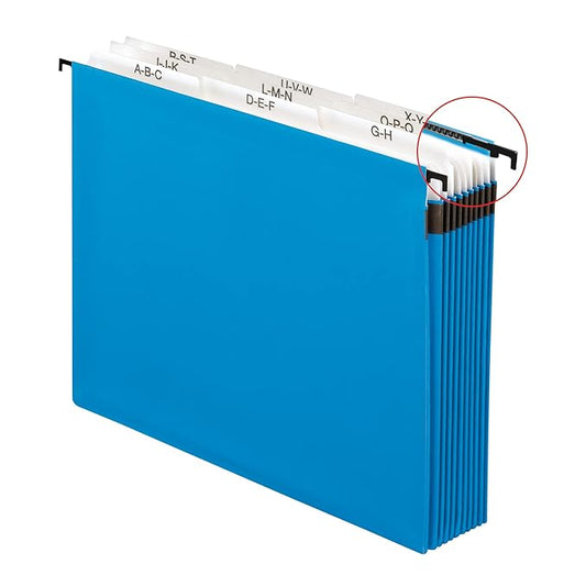 Pendaflex 59225 Nine-Section Hanging Folder, 5 1/4", Tabs and Labels, 1/5 Tab, Letter, Blue
