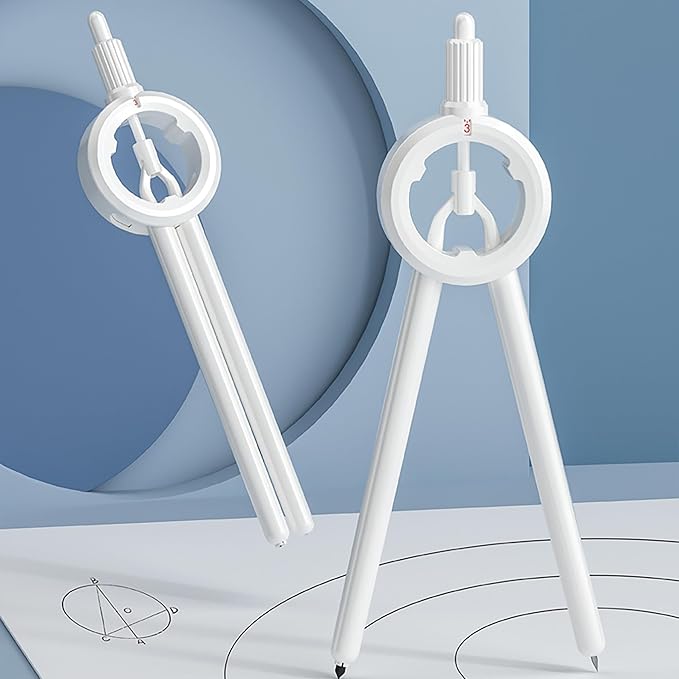 LABANCA 8 Pcs Compass Set with Protractor Rulers Pencil for Math Geometry (White8671)