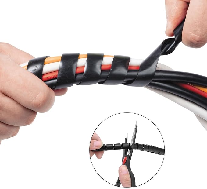 Spiral Cable Wrap - 9.8 Ft 5/8" Spiral Wire Wrap Cord Covers Bundle Sleeve Hose for Computer Electrical Wire Organizer (5/8 Inch-9.8Ft, Black)