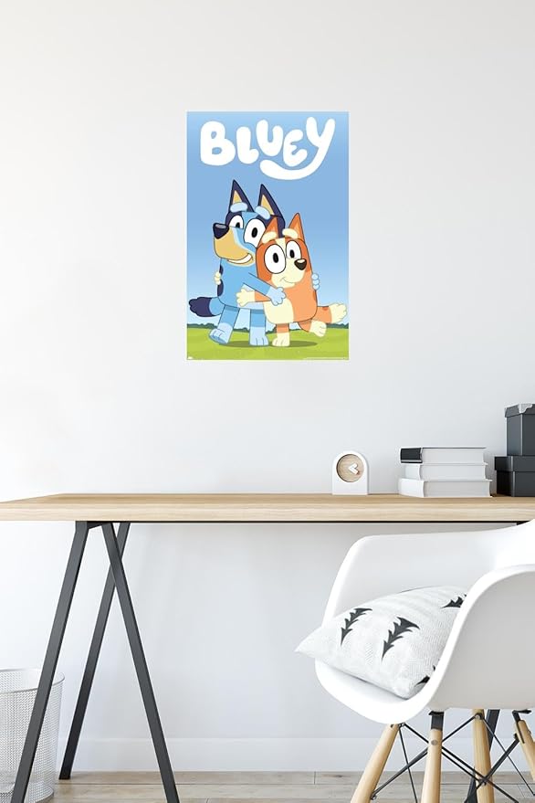 Bluey - Hug Wall Poster, 22.4L" x 14.7W", Premium Poster & Mount Bundle