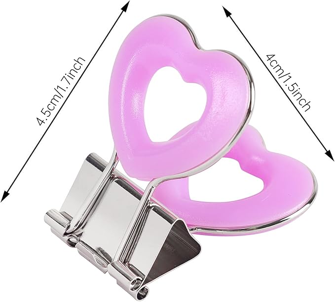 Heart Shape Medium Paper Clips, Binder Clips, Easy Grip, Assorted Color, School Office Supplies，10 Pcs/Set