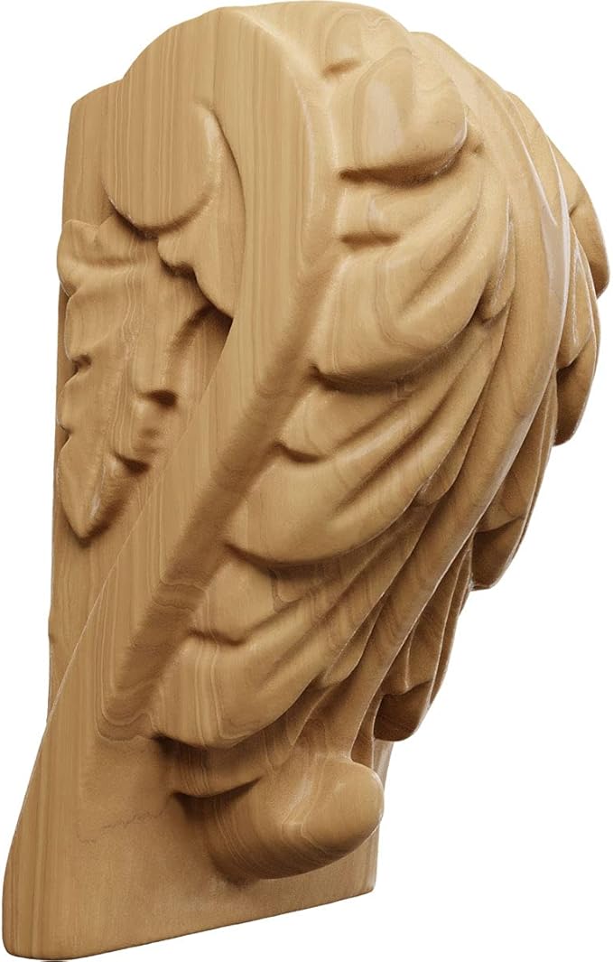Ekena Millwork CORW01X01X03BACH Mini Acanthus Leaf Block Wood Corbels, 1 3/4"W x 1 1/2"D x 3"H, Cherry