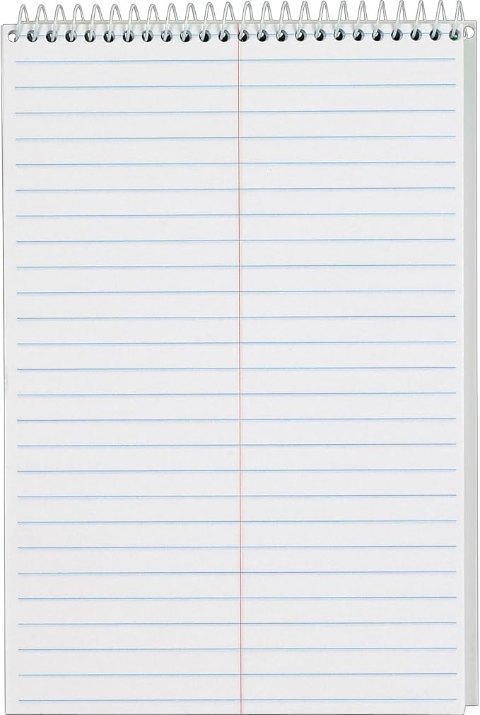 TOPS Steno Pads 4 Pack, 6" x 9" Spiral Steno Notebooks, Gregg Rule for lists, 80 Sheets Each, White Paper, Assorted Covers, Take Notes for School, College, Work, Office (80220)