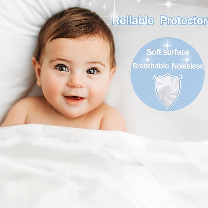 California King Waterproof Mattress Protector - Noiseless, Breathable, Machine Washable Fitted Mattress Cover with Deep Pocket up to 5”-21”（White）
