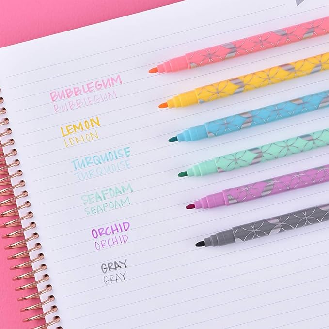 Erin Condren Designer Colorful Dual - Tip Markers - Pastel Colors 6 Pack. Fine and Standard Tip Set, Double Sided for Drawing, Coloring, and Art. For Kids and Adults