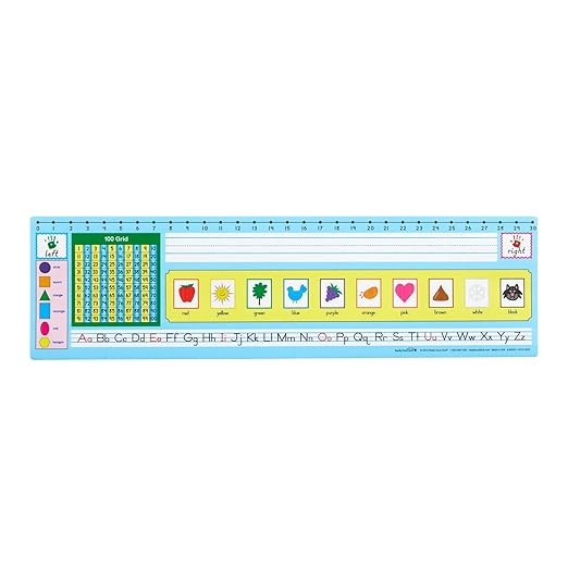 Really Good Stuff 24PK Zaner-Bloser 100-Grid with Number Line Self-Adhesive Vinyl Desktop Reference Nameplate with Left and Right Handprints, Shapes and Colors
