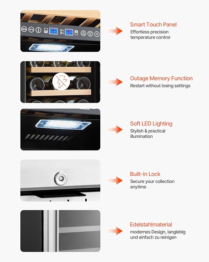 VEVOR Wine Cooler, 28 Bottle Dual Zone Wine Fridge, Mini Wine Cooler Refrigerator with Glass Door, Adjustable Shelves, Digital Temperature Control, Built-in & Freestanding Fridge for Home Office Bar