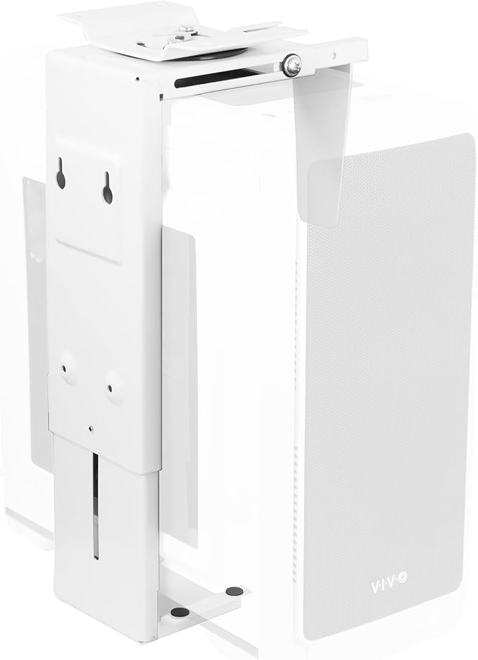 VIVO Adjustable Under Desk and Wall Mount for PC 3.5-7.8 inches Wide, Computer Case CPU Holder with Swivel and Secure Locking, White, MOUNT-PC01W