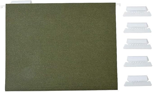 Staples Recycled Reinforced Hanging File Folders, Letter Size, 5‑Tab, Standard Green, Tear‑Resistant – 25/Box