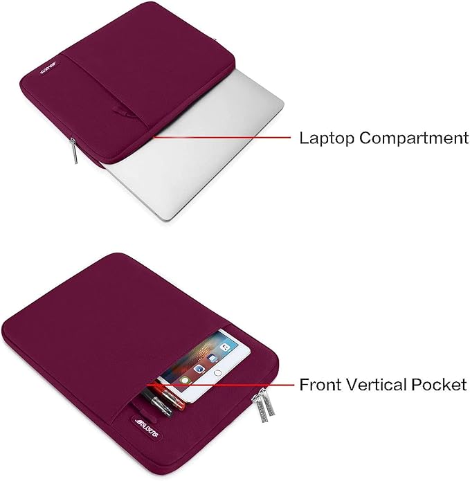 MOSISO Laptop Case 13.3 inch, 13-13.3 inch Laptop Sleeve Compatible with MacBook Air/Pro 13/Pro 14 M5 M4 M3 M2 M1, HP Dell ASUS Lenovo,Polyester Vertical Computer Sleeve Bag with Pocket, Wine Red