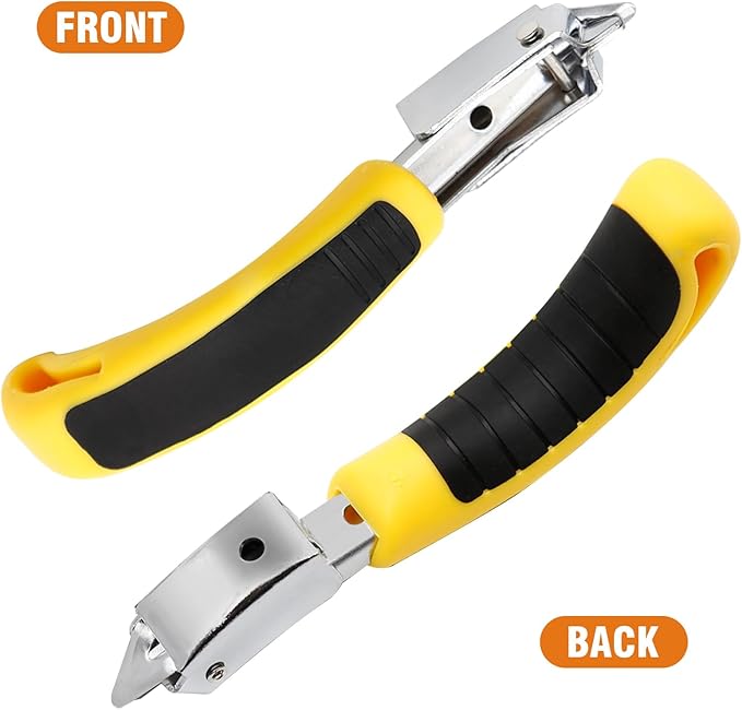 Staple Remover, Upholstery Staple Remover Tool, Upholstery Tools Tack Lifter with Double Pronged Head Nail for All Kinds of Staples for Furniture, Yellow