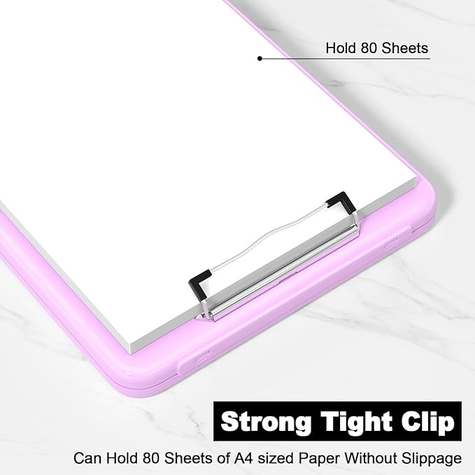 Hongri Clipboard with Storage, 8.5 x 11 Nursing Clip Board Foldable Storage for Nurses, Lawyers, Students, Classroom, Office, School, Size 13.4 x 9.4 X 0.9 in, Pale Pink