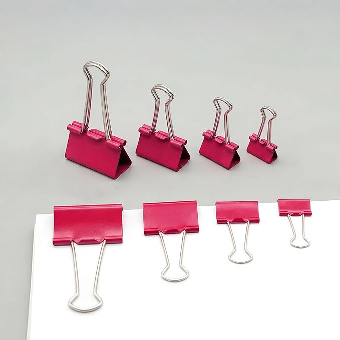130 Pack Red Binder Clips Assorted Sizes, Large Medium Small Mini 4 Sizes Mix, Paper Clamps Metal Paper Clips Set for Office School Home Business Supplies