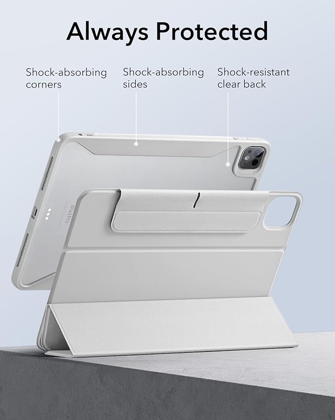 ESR for iPad Pro 13 Inch Case (M5/M4) 2025/2024, Removable Magnetic Cover, Vertical Stand, Fully Supports Pencil Pro and Pencil(USB-C), Rebound 360 Series, Brilliant White