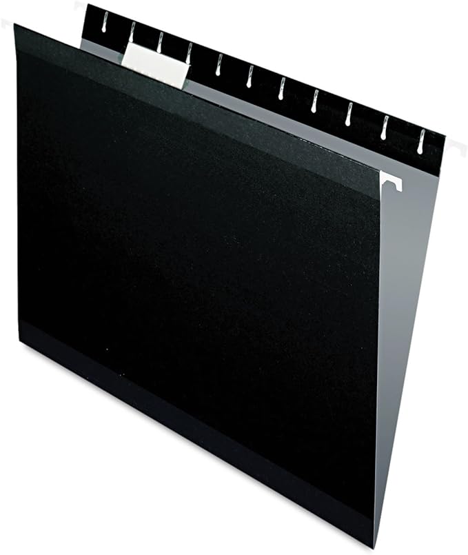 Pendaflex 04152 1/5 BLA Reinforced Hanging File Folders, Letter Size, Black, 1/5 Cut, 25/BX (4152 1/5 BLA)