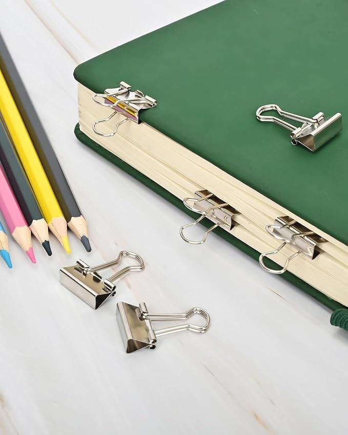 CUARUSUIKA Binder Clips Set,40Pack, 1 in Small Clip, Paper Clips for Office, Home, School, Crafts, Business(Silver)