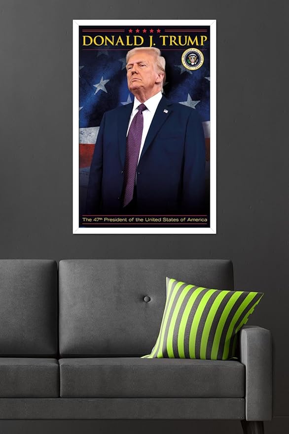 President Donald Trump - 47th President Wall Poster, 34L" x 22.4W", White Framed Version