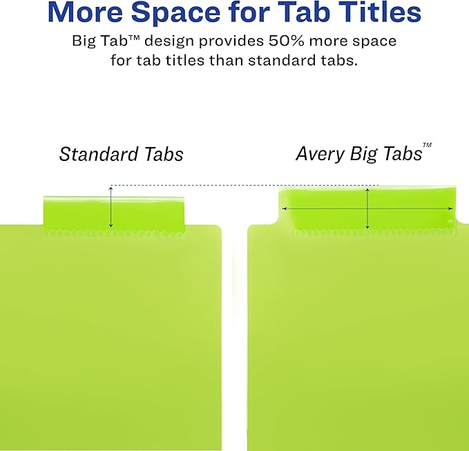 Avery Dividers for 3 Ring Binders,8-Tab Sets,Two-Pocket Plastic Binder Dividers with Tabs,Multicolor,1 Set (11907),(Pack of 2)