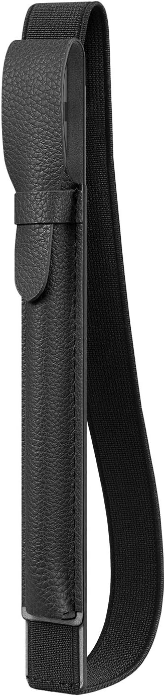 Fintie Pen Holder with USB Adapter Pocket for Apple Pencil Pro, Apple Pencil (USB-C / 1st / 2nd Generation), Elastic Vegan Leather Sleeve Pouch Compatible with iPad Case, Black