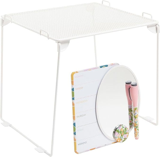 U Brands Magnetic Locker Organizer and Accessories Kit With Stackable Locker Shelf, Back to School Essentials, Saccharine Fields White, 5 Piece, Mini Mirror, Cute Magnet, Whiteboard, and More