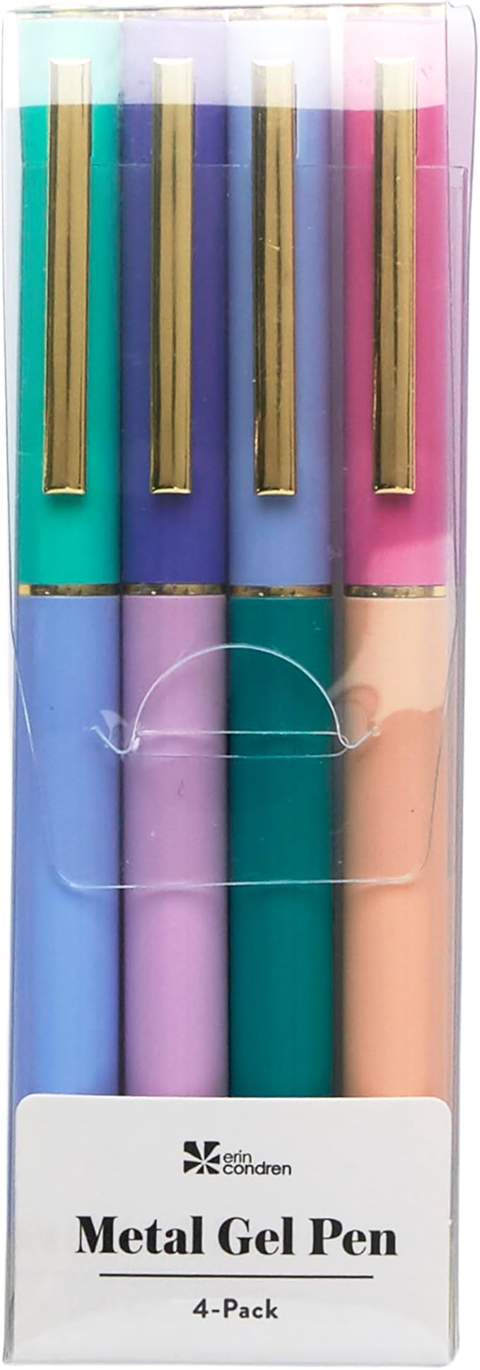 Erin Condren Metal Gel Pens 4-Pack | Smooth Writing in Multiple Colors | Fun, Functional, Durable, Portable Gel Pens for Writing, Journaling, Drawing, Decorating and More