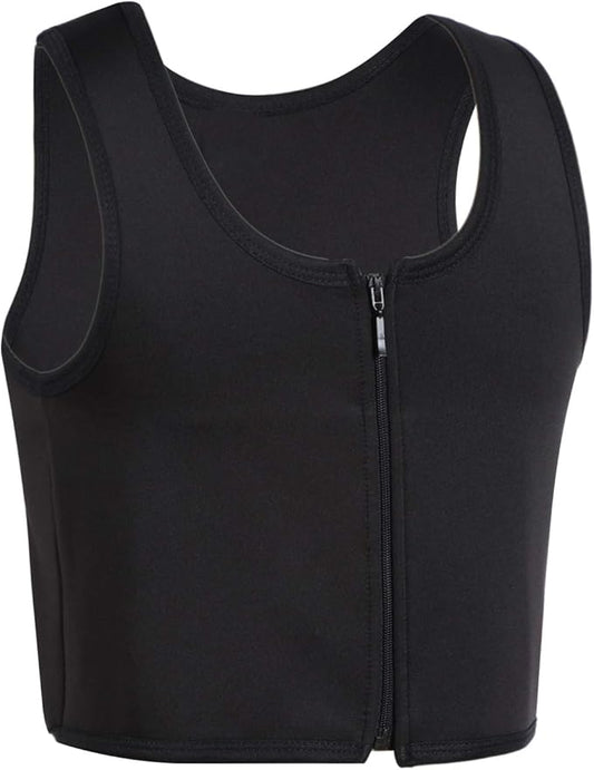 JARAZIN Zipper Chest Binder for Women Transgender FTM Half Elastic Band Bra Tank Top