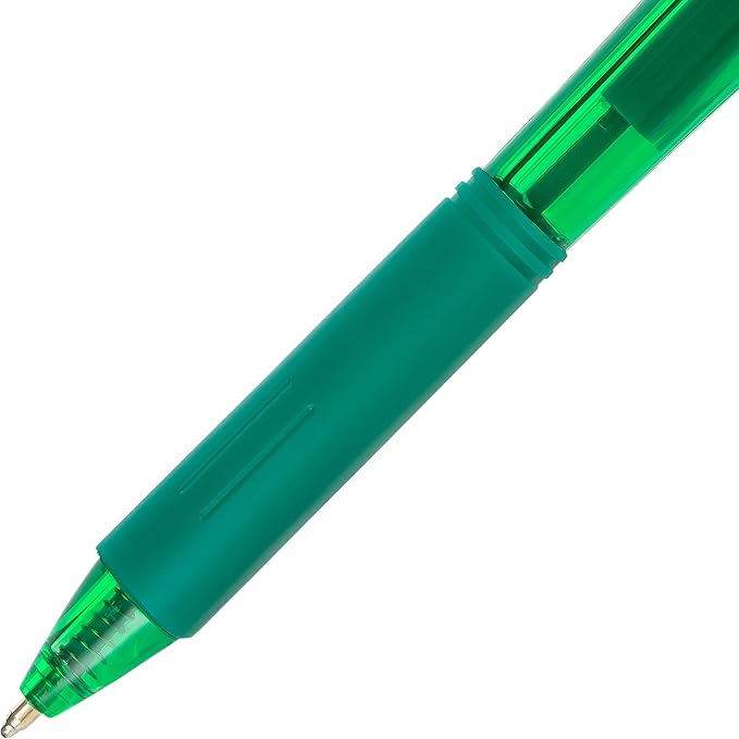 Pentel Wow! Retractable Ballpoint Pens, (1.0mm), Medium Line, Green Ink, Box of 12 (BK440-D)