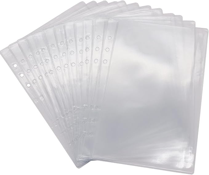 Mogoostry A5 Clear Sheet Protectors 12 Pack 4.9 x 8 Inch Plastic Sleeves Top Open Paper Protector for 6 Ring Binders, Acid-Free, Archival Safe