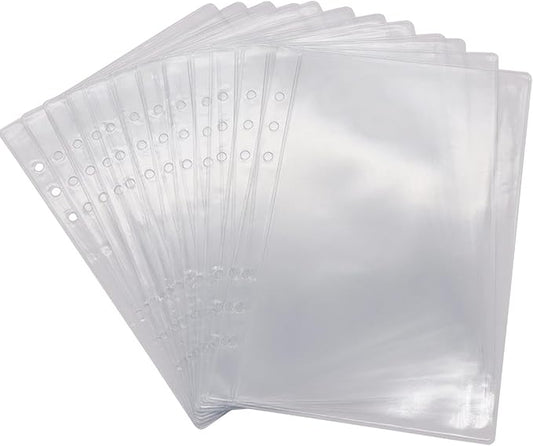 Mogoostry A5 Clear Sheet Protectors 12 Pack 4.9 x 8 Inch Plastic Sleeves Top Open Paper Protector for 6 Ring Binders, Acid-Free, Archival Safe
