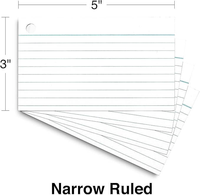 Staples Ring‑Bound Index Cards, 3" x 5", Lined, White – Portable Cards with Blue Poly Cover for Studying & Organization