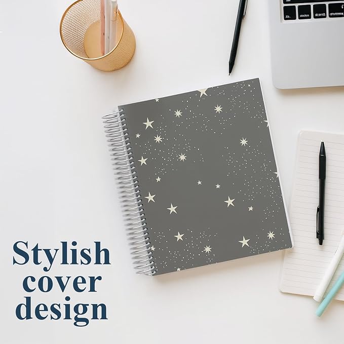 Erin Condren 8.5" X 11" Spiral Bound Productivity Notebook, Starry Sky, Functional 160 Lined Page and 80Lb Thick Paper Spiral Notebook, Stickers Included