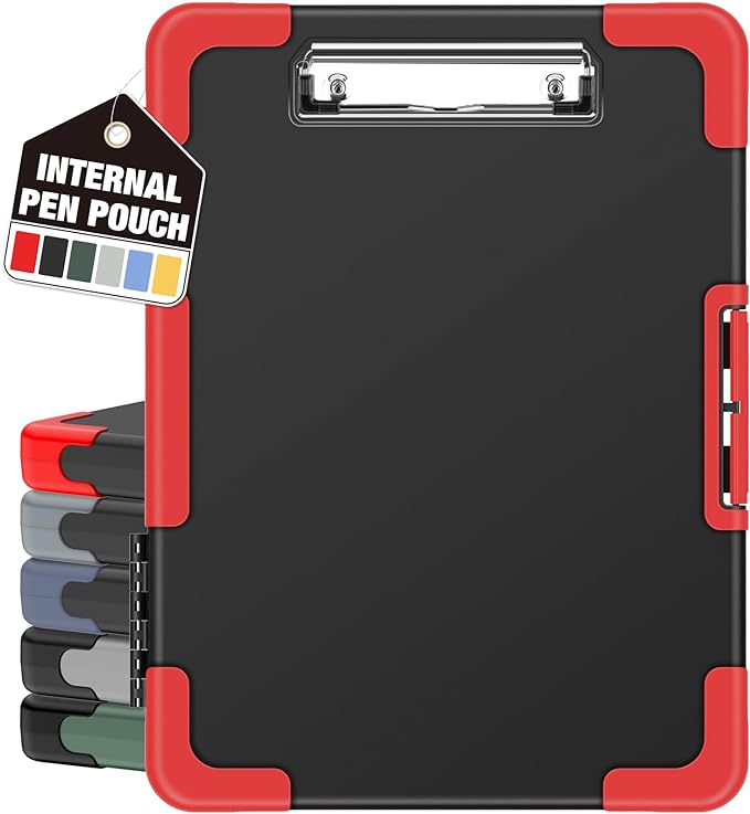 Sooez Toughest Clipboard with Storage, Internal Pen Pouch Included, Letter/ A4 Size, Shockproof Heavy Duty Plastic Clip Boards 8.5x11”, High Capacity Clipboards Box Case for Contractor Trucker Driver
