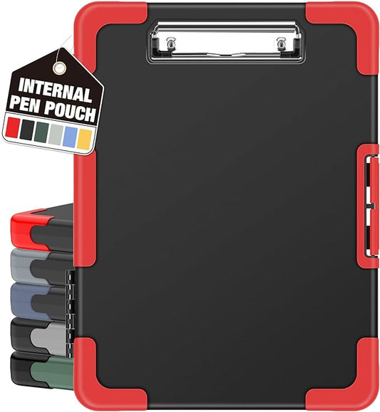 Sooez Toughest Clipboard with Storage, Internal Pen Pouch Included, Letter/ A4 Size, Shockproof Heavy Duty Plastic Clip Boards 8.5x11”, High Capacity Clipboards Box Case for Contractor Trucker Driver