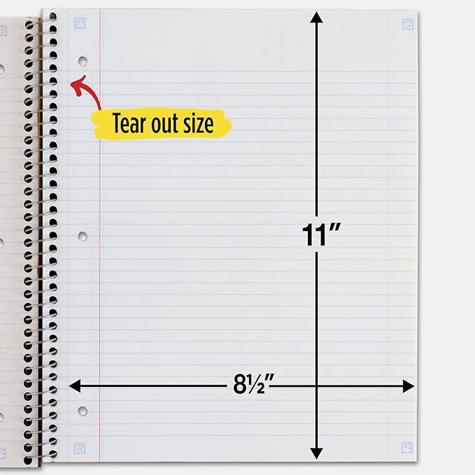 Five Star Spiral Notebooks + Study App, 2 Pack, 1 Subject, College Ruled Paper, 11" x 8-1/2", 100 Sheets, Black, White (38454)