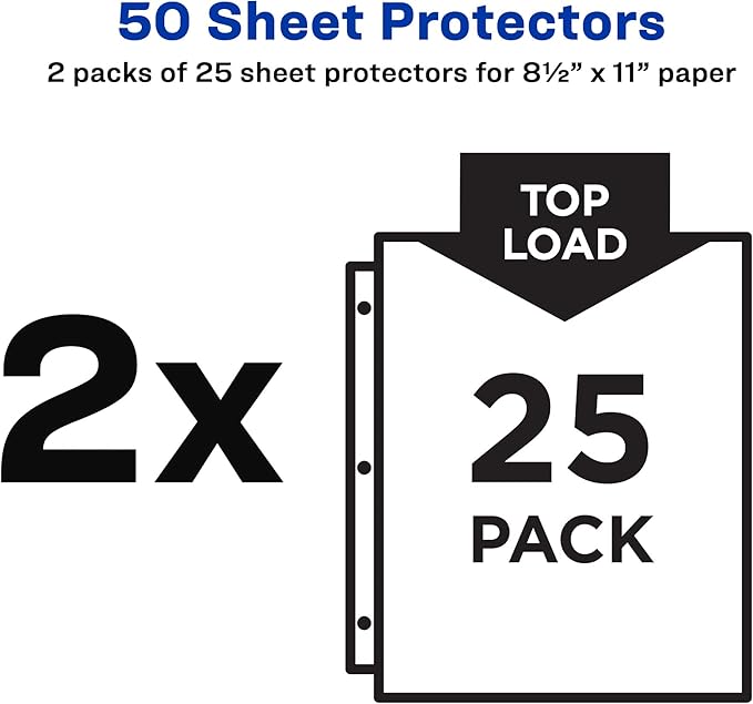 Avery Diamond Clear Top Sheet Protectors, Super Heavyweight Page Protectors for 3 Ring Binder, Clear Binder Sheet, 25 Count (86009) (Pack of 24)