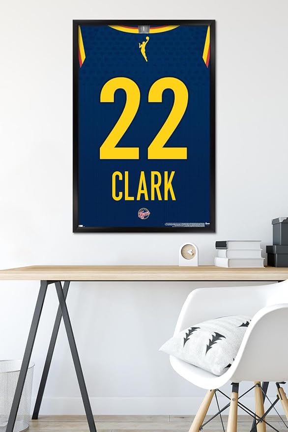 WNBA Indiana Fever - Caitlin Clark Jersey Wall Poster, 34L" x 22.4W", Black Framed Version