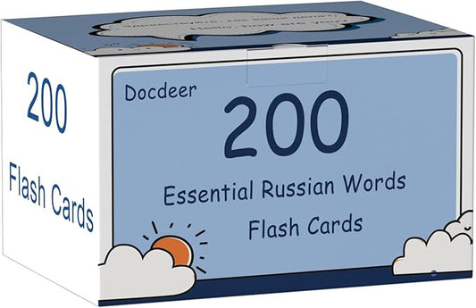 200 Essential Russian Words Vocabulary Flash Cards Flashcard for Beginners Adults | Learn Russian for Beginners Adult