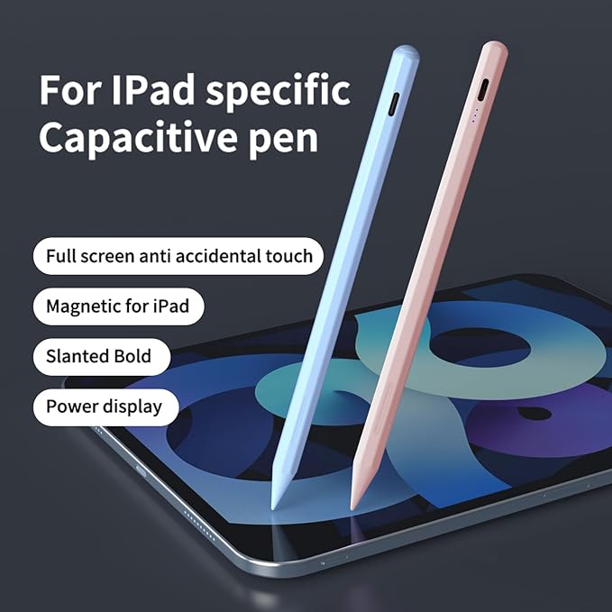 Stylus Pen for iPad 6th-11th Generation,Fast Charge Apple iPad Stylus Pencil with Palm Rejection,Compatible with 2018-2025 i Pad 6/7/8/9/10 Gen, Pro 13"/12.9"/11"/M4, Air 3/4/5/M2, Mini 5/6