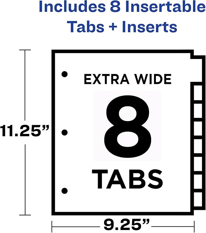 Avery Dividers for 3 Ring Binders,8-Tab Sets,Two-Pocket Plastic Binder Dividers with Tabs,Multicolor,1 Set (11907),(Pack of 2)