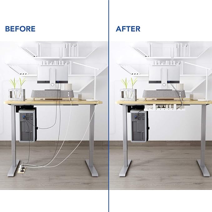 FLEXISPOT Under Desk Cable Management Tray, Metal Raceway Wires Cable Tidy Organizer, Office and Home Cable Tray Use for Standing Desk (Black)